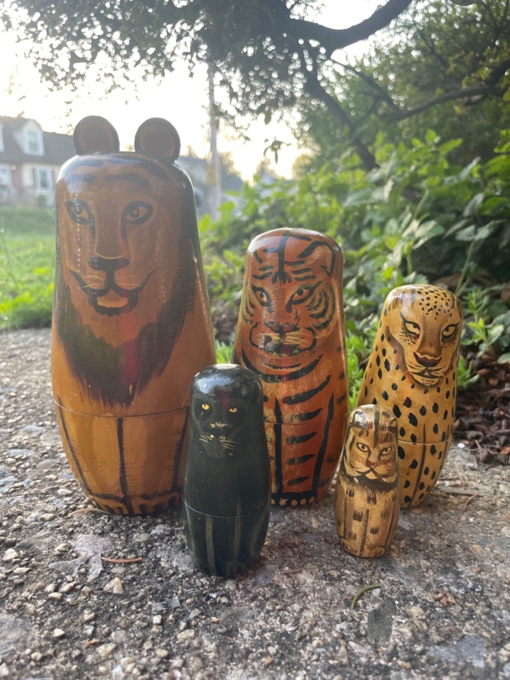 Wooden Big Cat Nesting Dolls